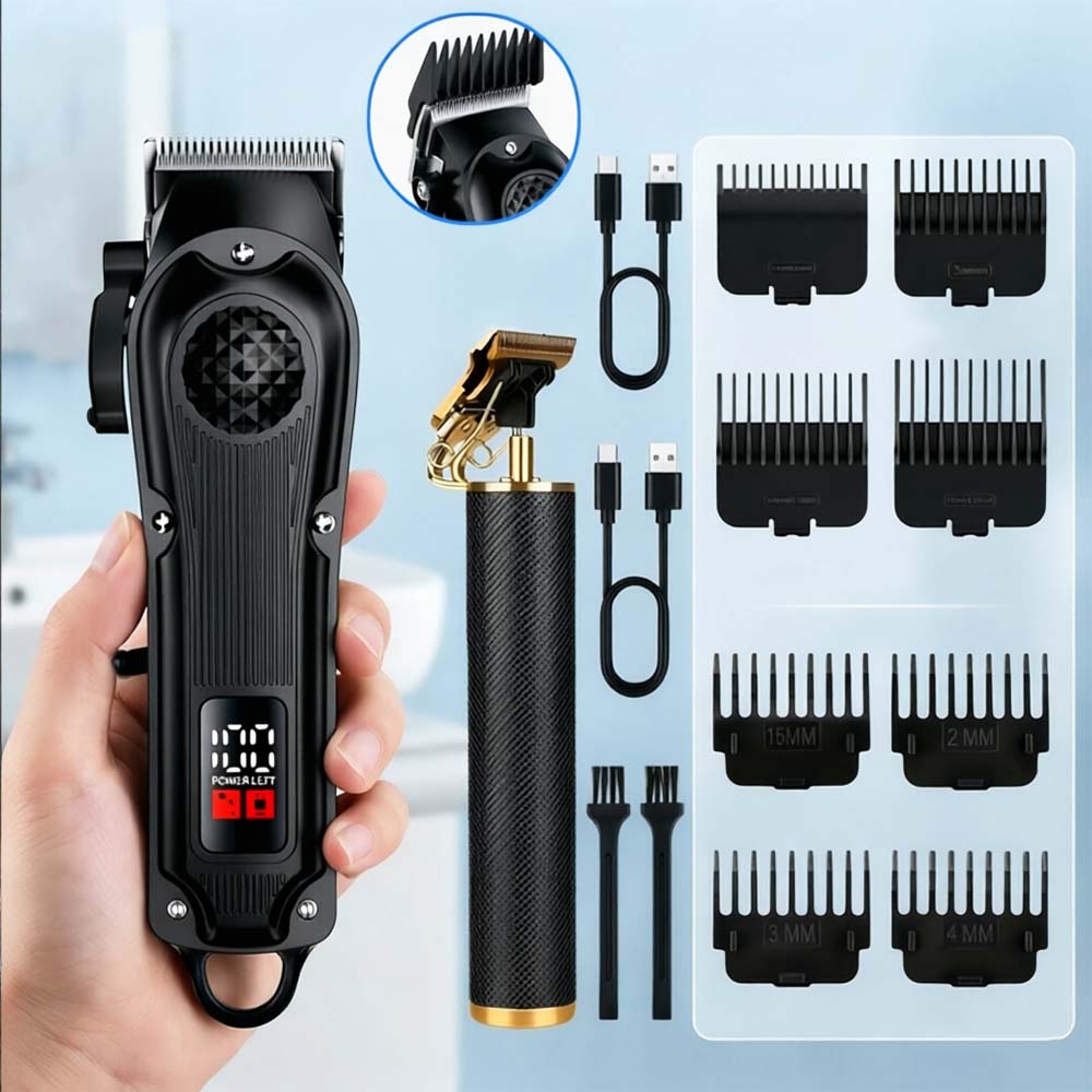Men'S Grooming Kits - เครื่องตัดผมมืออาชีพพร้อมจอแสดงผล LED, เครื่องโกนหนวดไร้สายแบบชาร์จได้ & เครื่องโกนหนวดแบบ T-Blade