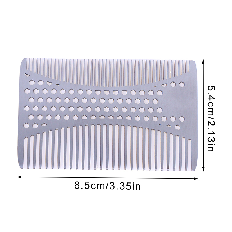 Men'S Grooming Tool - หวีเคราสแตนเลสสำหรับผู้ชาย ขนาดกะทัดรัดเท่าบัตรเครดิต พกพาสะดวก