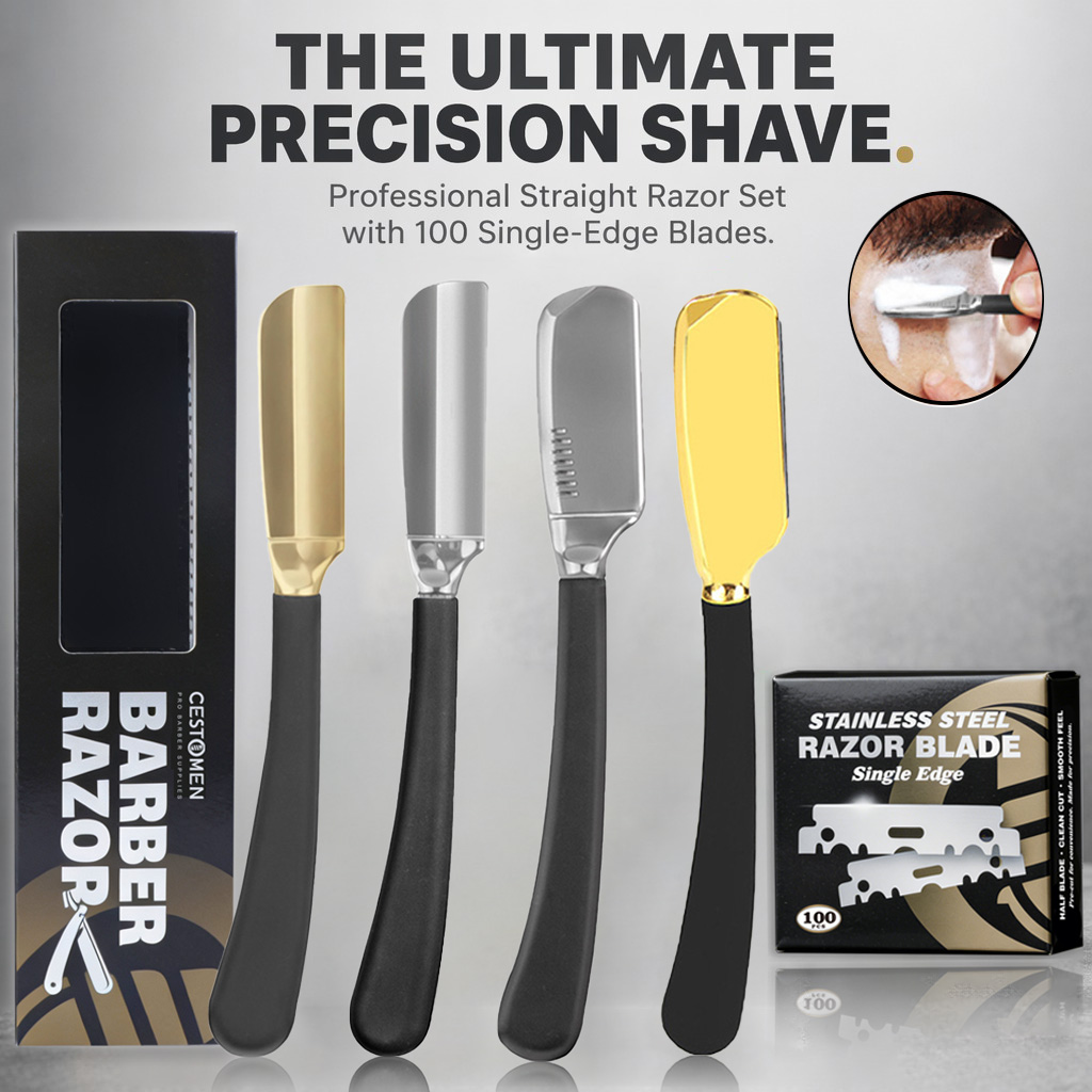 Men'S Grooming Trimmer - ที่โกนหนวดแบบมืออาชีพสำหรับผู้ชาย พร้อมที่ใส่ใบมีดโกน สำหรับช่างตัดผม ใช้โกนผม กำจัดขนด้วยมือ พร้อมใบมีดโกน