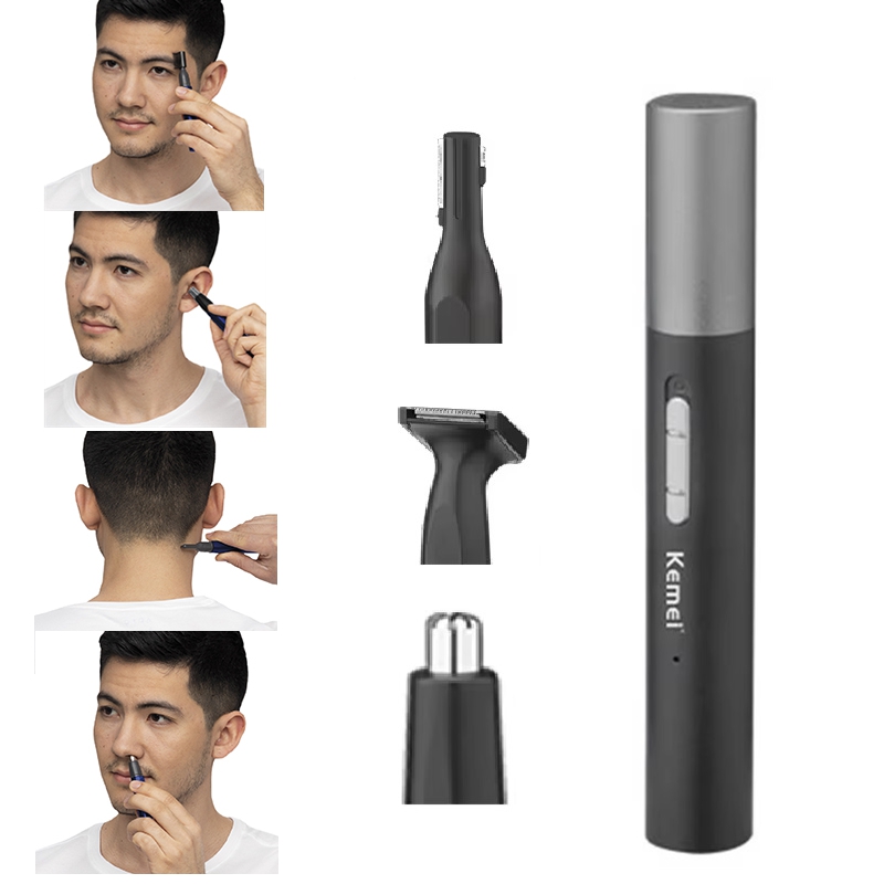 Men'S Grooming Kits - เครื่องเล็มขนจมูกแบบชาร์จไฟได้ Kemei Pro ชุดอุปกรณ์ตกแต่งหนวดเครา เครื่องเล็มขนไฟฟ้าสำหรับใบหน้า ลำคอ