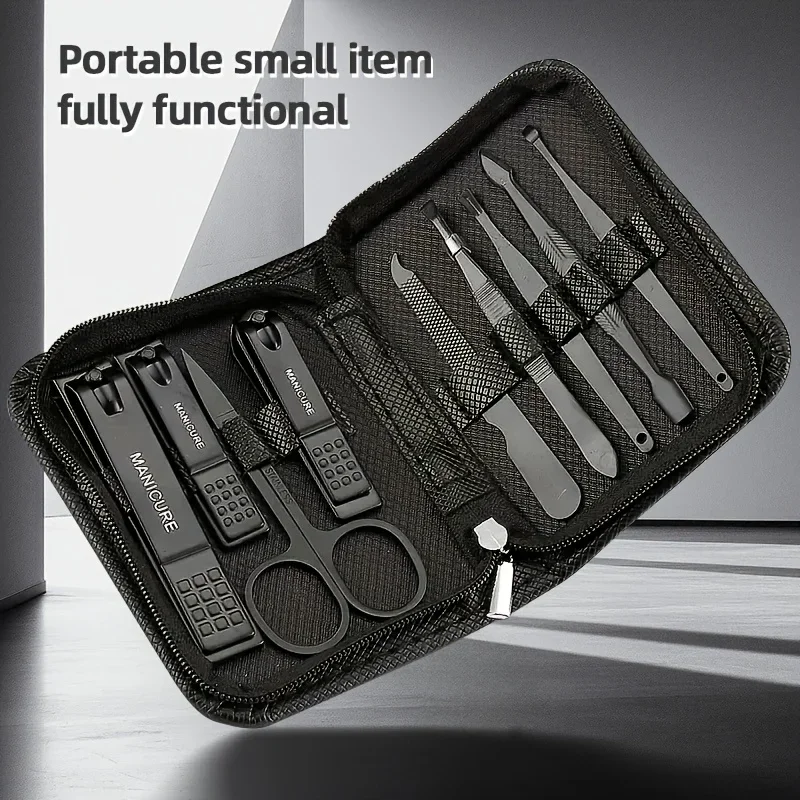 Men'S Grooming Tool - ชุดทำเล็บมือและเล็บเท้า 9 ชิ้น ชุดอุปกรณ์ดูแลเล็บสำหรับผู้หญิงและผู้ชาย ชุดทำเล็บมือและเล็บเท้า ชุดดูแลมือและเท้า