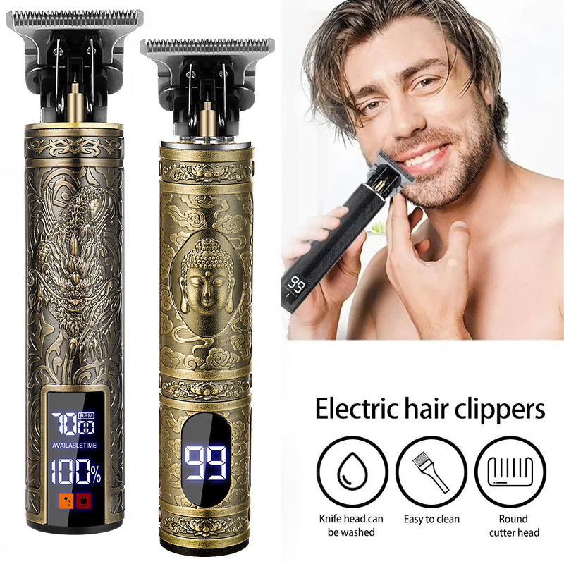 Men Grooming Hygiene - เครื่องตัดผมไร้สาย T9 แบบชาร์จไฟได้ สำหรับผู้ชาย พร้อมหวี 4
