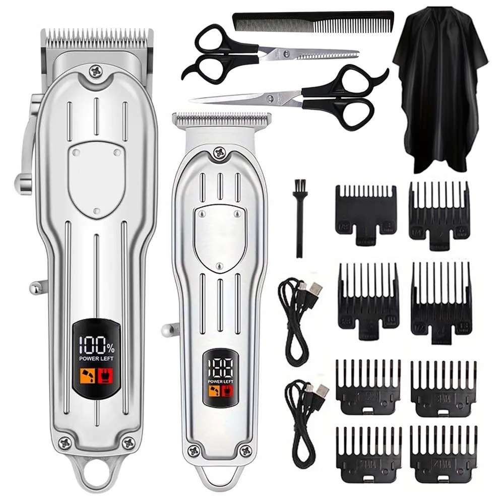 Men'S Grooming Kits - เครื่องตัดผมไฟฟ้า จอแสดงผลดิจิตอล มัลติฟังก์ชั่น เครื่องเล็มผมสำหรับใช้ในบ้าน ระดับมืออาชีพ ชุดอุปกรณ์ตัดแต่งทรงผมสำหรับผู้ชาย