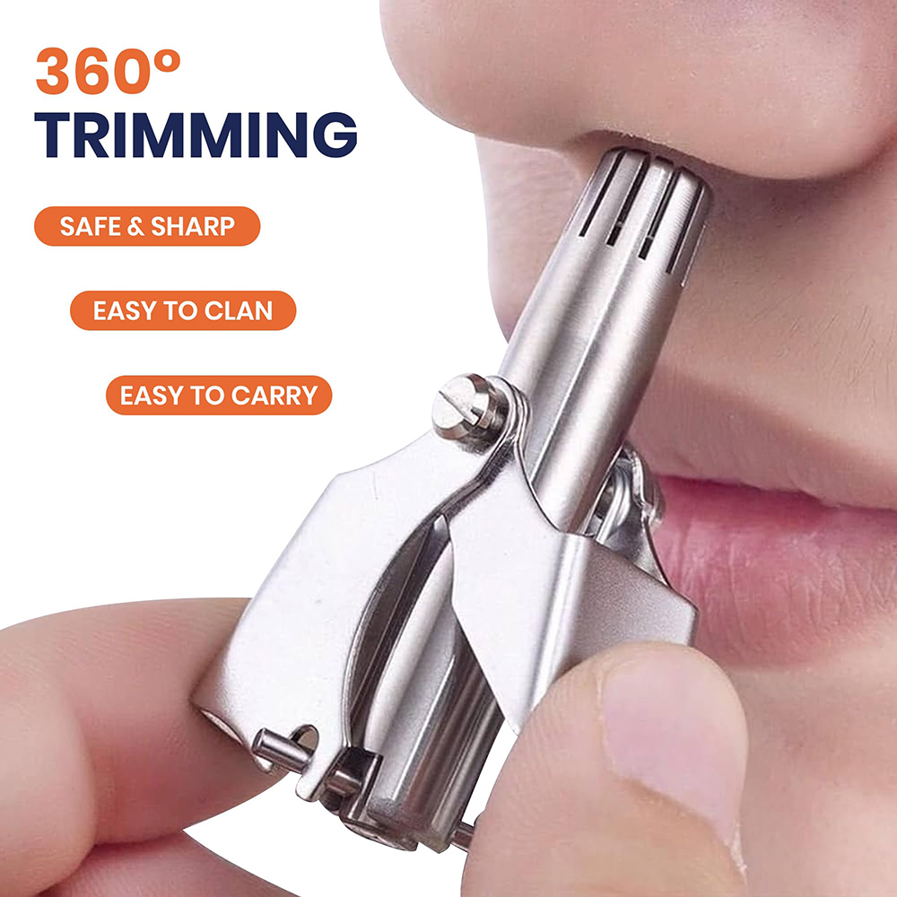 Men'S Grooming Tool - เครื่องตัดขนจมูกและขนหูแบบพกพา สแตนเลสสตีล กันน้ำ ล้างทำความสะอาดง่าย เหมาะสำหรับการเดินทาง สำหรับผู้ชาย