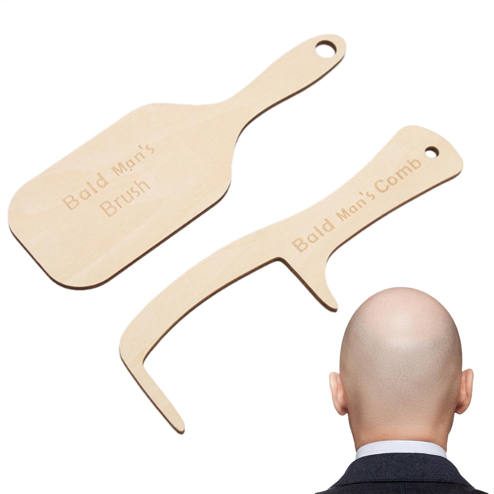 Men Grooming Hygiene - หวีแปรงผมสำหรับคนหัวล้าน 2 ชิ้น ของเล่นตลก หวีแปรงผมสำหรับคนหัวล้าน ขัดเงา