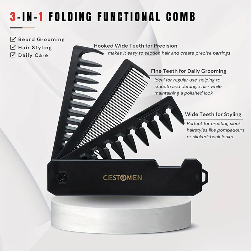 หวีจัดแต่งทรงผม 3-in-1 แบบพับไ - Men Grooming Hygiene บทวิจารณ์และราคา